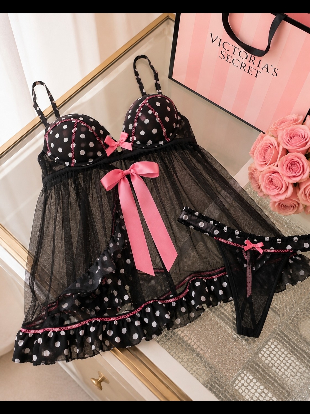 Victoria's secret, sexy, little things, baby doll and matching panty set